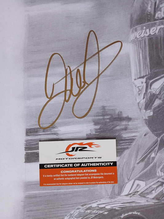 Dale Earnhardt Jr Premium Gold Autographed 22" x 28" Large Art Print Numbered 3/300