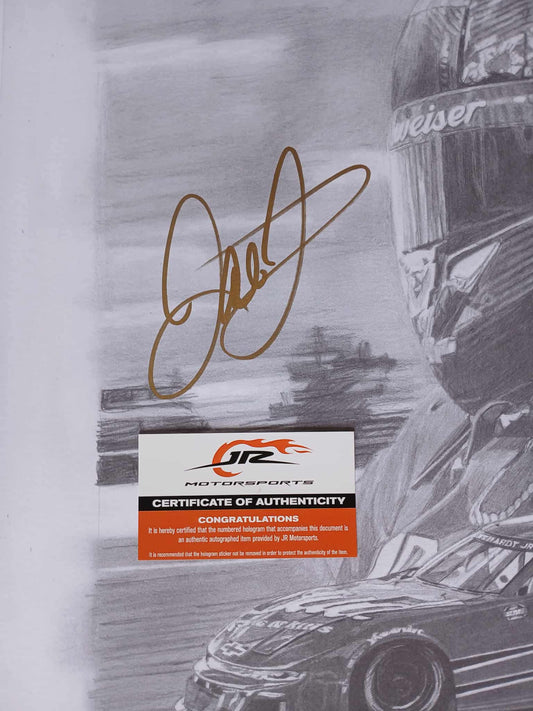 Dale Earnhardt Jr Premium Gold Autographed Large 22" x 28" Art Print Numbered 300/300