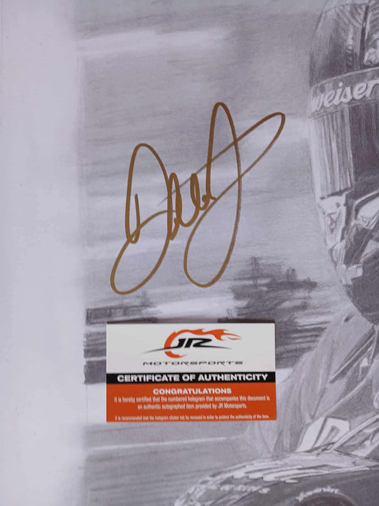 Dale Earnhardt Jr Premium Gold Autographed 22" x 28" Large Art Print Numbered 8/300