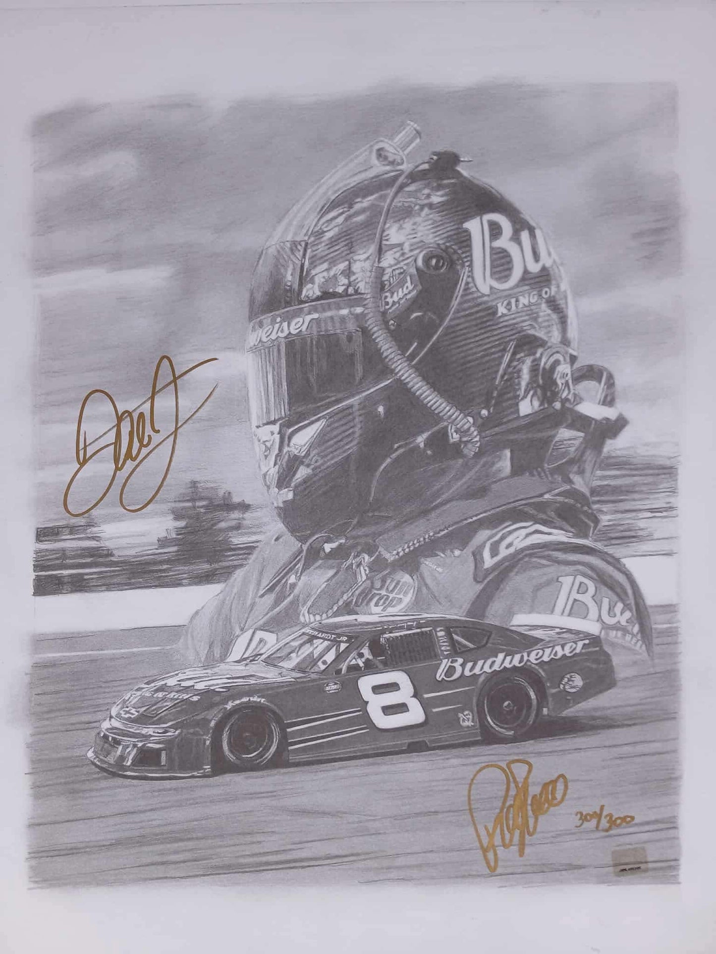 DALE EARNHARDT JR. PREMIUM GOLD AUTOGRAPHED LARGE ART PRINT (300/300)