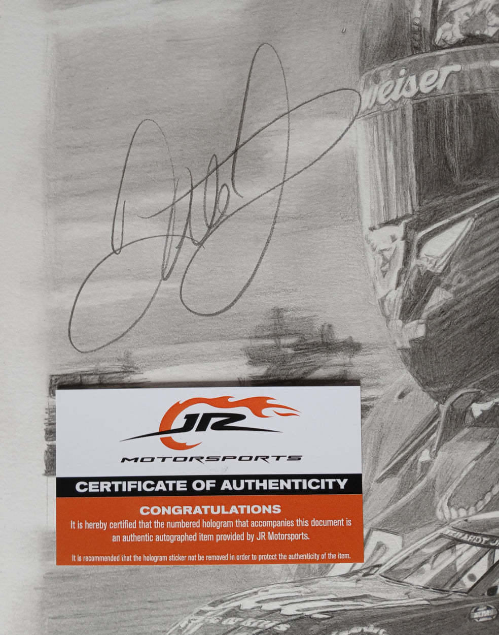 DALE EARNHARDT JR. AUTOGRAPHED ORIGINAL ART