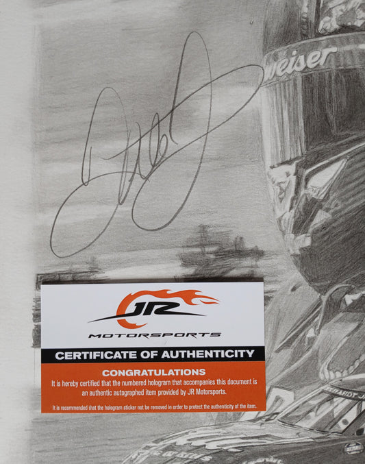 Dale Earnhardt Jr Autographed 14 inch x 16 inch Original Art