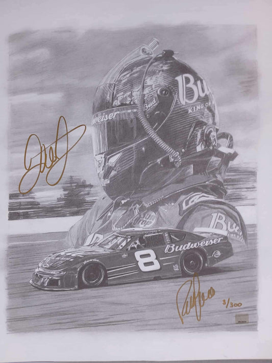 DALE EARNHARDT JR. PREMIUM GOLD AUTOGRAPHED LARGE ART PRINT (3/300)