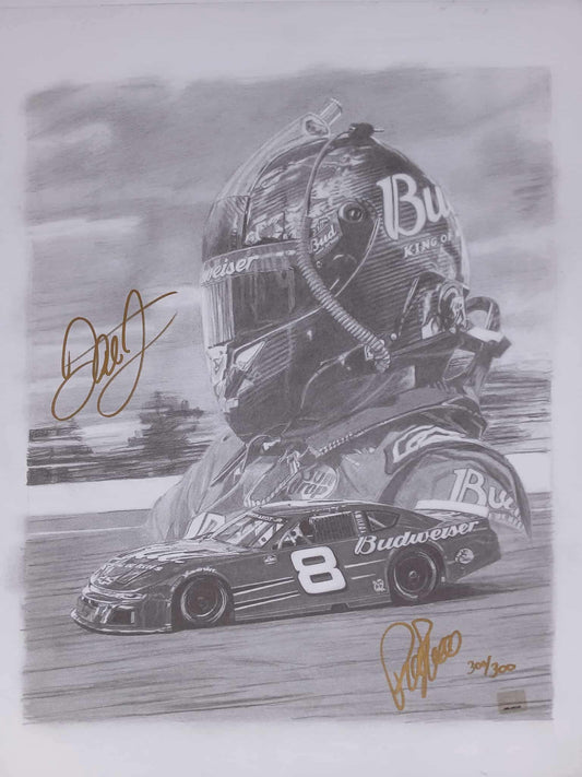 DALE EARNHARDT JR. PREMIUM GOLD AUTOGRAPHED LARGE ART PRINT (300/300)