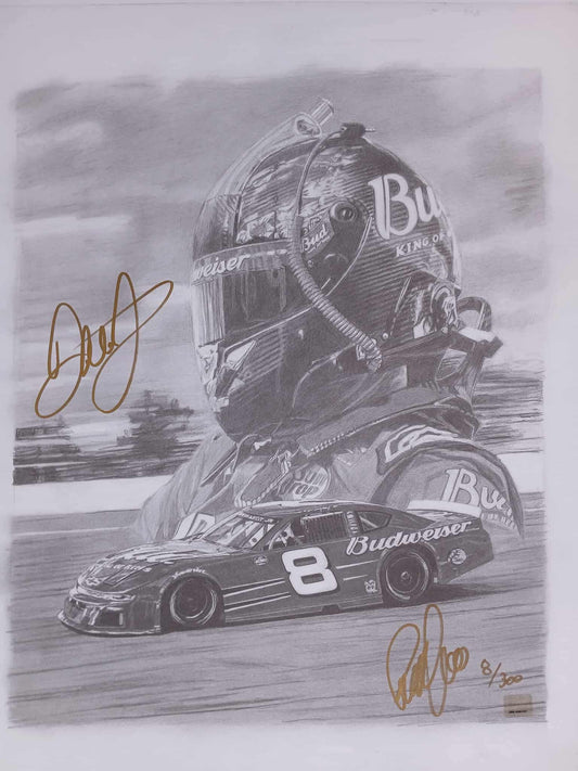 DALE EARNHARDT JR. PREMIUM GOLD AUTOGRAPHED LARGE ART PRINT (8/300)