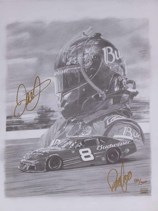 DALE EARNHARDT JR. PREMIUM GOLD AUTOGRAPHED LARGE ART PRINT (88/300)